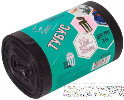 Мешки для мусора 12 л, черные, в рулоне 30 шт., ПНД, 6 мкм, 32х55 см, для урн, d - 20, h - 26, КОНЦЕПЦИЯ БЫТА "Tubus", 3255