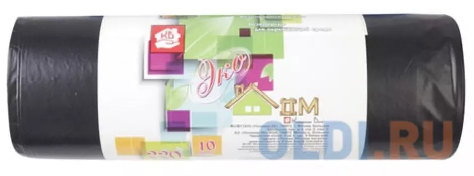 Мешки для мусора 220 л, черные, в рулоне 10 шт., ПВД, 29 мкм, 83х110 см, КОНЦЕПЦИЯ БЫТА "ЭкоДом", 3019