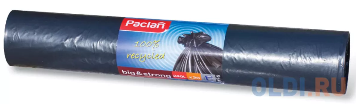Мешки для мусора 240 л, черные, в рулоне 20 шт., ПНД, 35 мкм, 140х90 см, PACLAN "Big&amp;Strong"