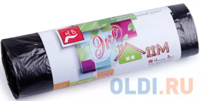 Мешки для мусора 30 л, черные, в рулоне 20 шт., ПНД, 6 мкм, 50х60 см, КОНЦЕПЦИЯ БЫТА "ЭкоДом", 2098