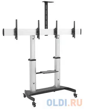 [MH255] Мобильная стойка Wize Pro [MH255] для 2-х дисплеев в конфигурации 2x1, 37"-60", Max VESA 600x400 мм, наклон +5/-10 градусов, высота