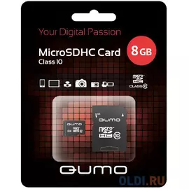 Micro SecureDigital 8Gb QUMO QM8GMICSDHC10U1 {MicroSDHC Class 10, SD adapter, UHS-I}