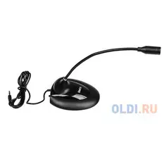 Микрофон м конденсаторный, настольный, на гибком основании, с кнопкой включения, черный.