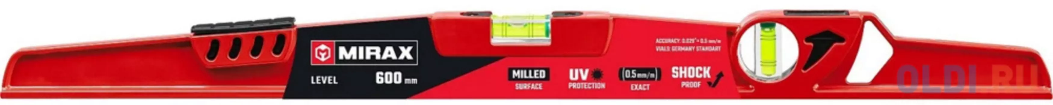 MIRAX 600 мм, с зеркальным глазком, литой алюминиевый уровень (34612-060)
