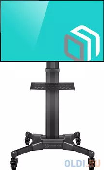 Мобильная стойка ONKRON TS2551 на 1 ТВ/ 32-55" от 200х200 до 400х600 кабель-канал регулировка полки по высоте колесики с блокировкой черная