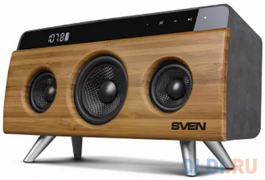 Мобильные колонки Sven HA-930 2.1 бамбук (2x25W, 1x25W, USB, Bluetooth, FM-радио, LED-дисплей, ручка, 2х2200 мA )