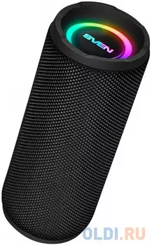 Мобильные колонки SVEN PS-160 2.0 чёрные (2x6W, Waterproof (IPx6), TWS, Bluetooth, FM, USB, microSD, RGB подсветка, 1200 мАч)