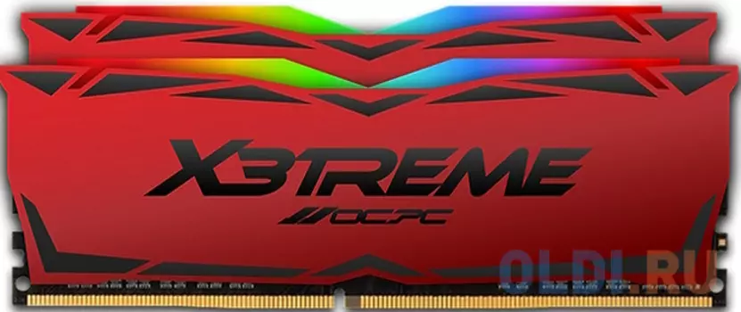 Модуль памяти DDR 4 DIMM 16Gb (8Gbx2), 3200Mhz, OCPC X3 RGB MMX3A2K16GD432C16RE, RGB, CL16, RED