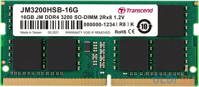 Оперативная память для компьютера Transcend JM3200HSB-16G SO-DIMM 16Gb DDR4 3200 MHz JM3200HSB-16G