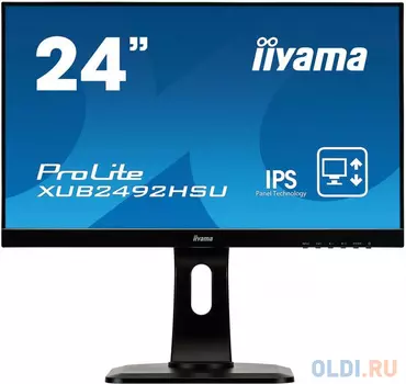 Монитор 23.8" iiYama XUB2492HSU-B1 черный IPS 1920x1080 250 cd/m^2 5 ms HDMI DisplayPort VGA Аудио USB XUB2492HSU-B1