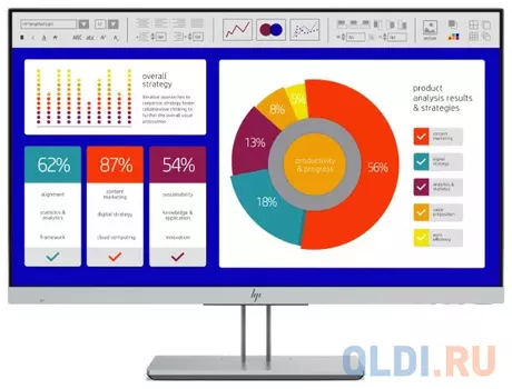 Монитор 24" HP EliteDisplay E243p черный серебристый IPS 1920x1080 260 cd/m^2 14 ms HDMI DisplayPort VGA USB 5FT13AA