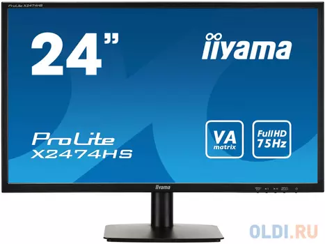 Монитор 24" iiYama X2474HS-B2 черный VA 1920x1080 250 cd/m^2 4 ms HDMI DisplayPort VGA Аудио X2474HS-B2