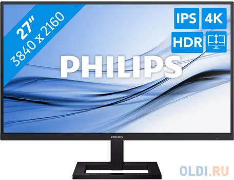 МОНИТОР 27" PHILIPS 27E1N1900AE/00 Black (4K, IPS, 3840x2160, 4 ms, 178°/178°, 350 cd/m, 1000:1, +2xHDMI 2.0,+2xUSB 3.2)