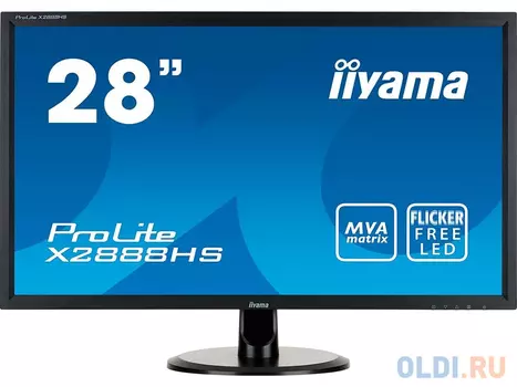 Монитор 28" iiYama Pro Lite X2888HS-B1/B2 черный MVA 1920x1080 300 cd/m^2 5 ms DVI HDMI DisplayPort VGA Аудио X2888HS-B1