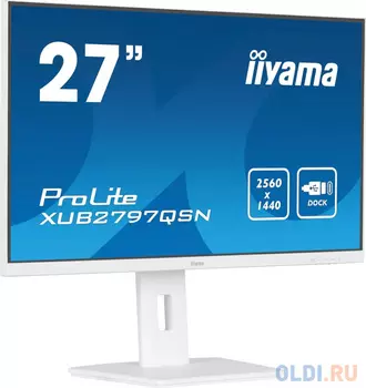 Монитор Iiyama 27" ProLite XUB2797QSN-W1 белый IPS LED 16:9 HDMI M/M матовая HAS Piv 1300:1 250cd 178гр/178гр 2560x1440 100Hz DP Quad HD 2K (1440