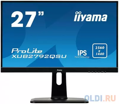 Монитор 27" iiYama XUB2792QSU-B1 черный IPS 2560x1440 350 cd/m^2 5 ms DVI HDMI DisplayPort Аудио USB