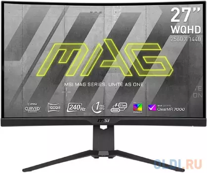 Монитор MSI 27" MAG 275CQRXF черный VA LED 1ms 16:9 HDMI полуматовая HAS 300cd 178гр/178гр 2560x1440 240Hz FreeSync DP WQ USB 5.8кг