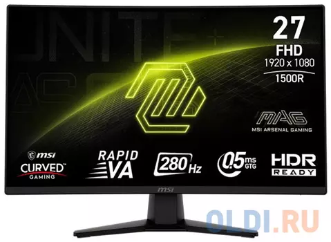 MSI MAG 274CXF 27" 16:9 FHD(1920x1080) VA Curve 1500R,1ms(MPRT),3000:1,100M:1,300nit,178/178,2xHDMI 2.0,1xDP 1.2, Tilt,VESA,280HZ,Black,1y war-ty