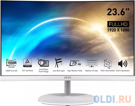 MSI PRO MP241CAW 23.6" 16:9 FHD(1920x1080)VA Curve 1500R,1ms(MPRT),3000:1,100M:1,250nit,178/178,1xHDMI 1.4,1xDP 1.2,Tilt,VESA,75Hz,1y w-ty