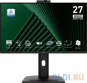 MSI PRO MP275QPDG 27" 16:9 WQHD(2560x1440) IPS Flat, WebCam FHD, 1ms(MPRT), 1300:1,100M:1,250nit,178/178,2xHDMI,DP,USB-C,USB-B, 4xUSB-A,RJ-45,Spe