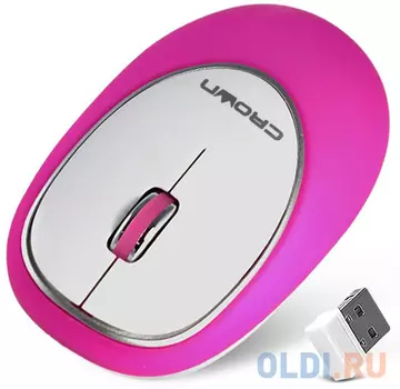 Мышь беспроводная Crown CMM-931W розовый USB