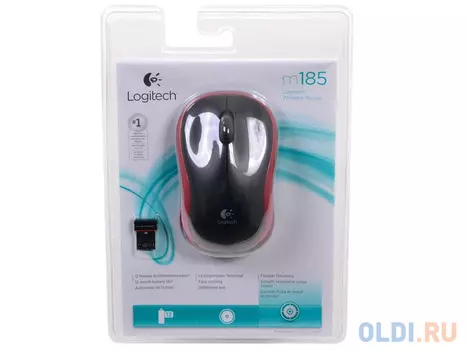 Мышь (910-002240) Logitech Wireless Mouse M185, Red