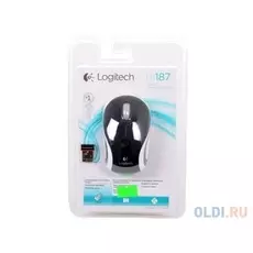 Мышь (910-002736) Logitech Wireless Mini Mouse M187, Black