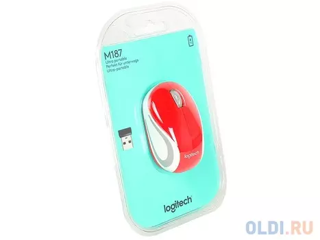 Мышь (910-002732) Logitech Wireless Mini Mouse M187, Red