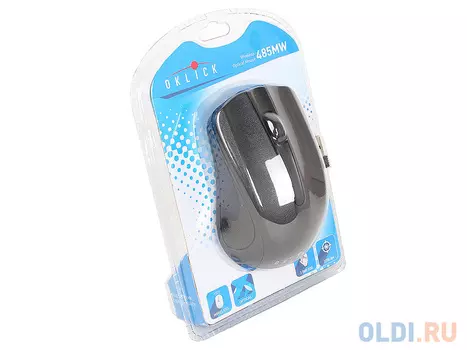 Мышь Oklick 485MW black optical (1200dpi) cordless USB (2but)