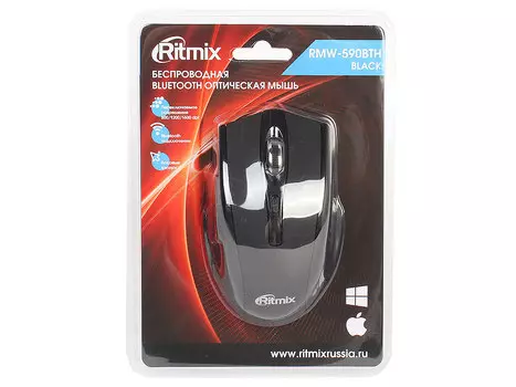 Мышь беспроводная Ritmix RMW-590BTH Black BT оптическая, 1600 dpi, 5 кнопок + колесо