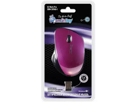 Мышь беспроводная Smartbuy 309AG Pink USB оптическая, 1000 dpi, 3 кнопки + колесо
