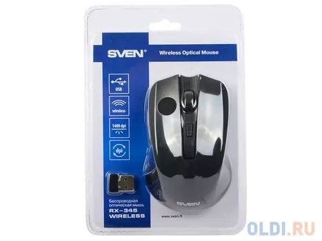 Мышь беспроводная Sven RX-345 Black USB(Radio)