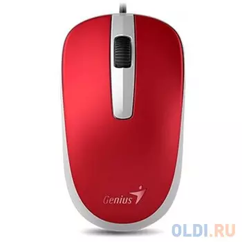 Мышь проводная Genius DX-120 Red, USB оптическая, красный, 1000 dpi, 3 кнопки,