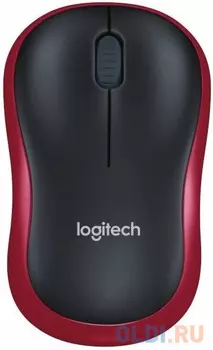 Мышь Logitech M186 черный/красный оптическая (1000dpi) беспроводная USB2.0 для ноутбука (2but)