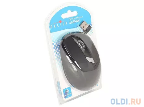 Мышь Oklick 465MW black optical (1600dpi) cordless USB (5but)