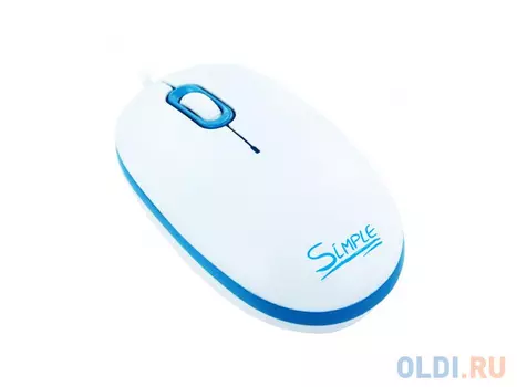 Мышь проводная CBR Simple S1 белый голубой USB