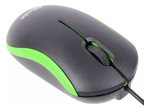 Мышь Ritmix ROM-111 Black/Green USB проводная, оптическая, 1000 dpi, 2 кнопки + колесо