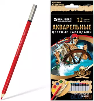 Набор акварельных карандашей BRAUBERG Корсары 12 шт 176 мм акварельные