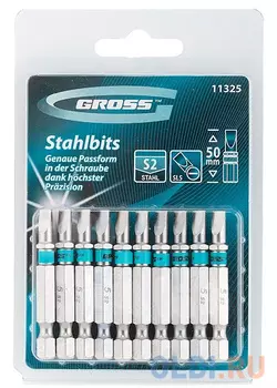 Набор бит GROSS 11325 sl5.0х50 сталь s2 10шт