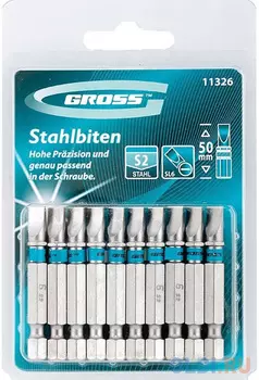 Набор бит GROSS 11326 sl6.0х50 сталь s2 10шт