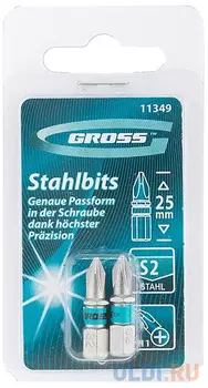 Набор бит PH1х25, сталь S2, 2шт. // Gross