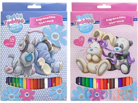 Набор цветных карандашей Action! "Tatty Teddy and Blue Nose Friends" 18 шт в ассортименте