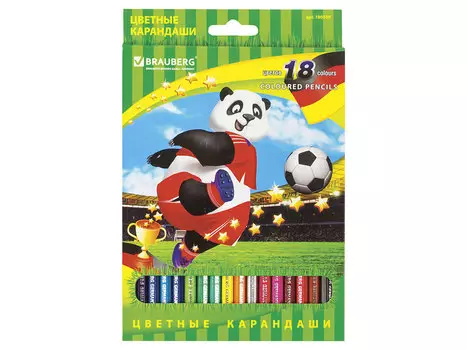 Набор цветных карандашей BRAUBERG "Football match" 18 шт 176 мм