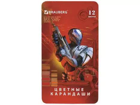 Набор цветных карандашей BRAUBERG "Star Patrol" 12 шт 176 мм box