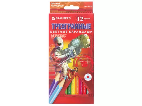 Набор цветных карандашей BRAUBERG "Star Patrol" 12 шт 176 мм