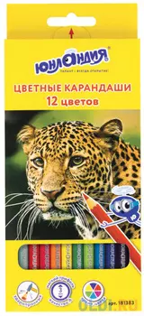 Набор цветных карандашей ЮНЛАНДИЯ Мир животных 12 шт 176 мм 181383