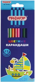 Набор цветных карандашей ПИФАГОР "Жираф" 181250 12 шт 176 мм