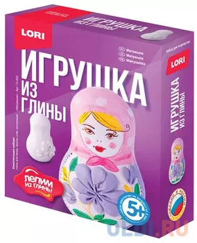 Набор для изготовления игрушки из глины "Матрешка", глина, краски, стек, LORI, Гл-002