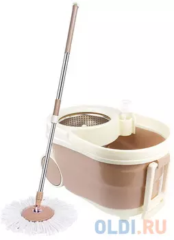 Набор для уборки ЛАЙМА, ведро 9 л с отжимом на колесах, швабра с круглой насадкой (2 шт., кольцо), 603621