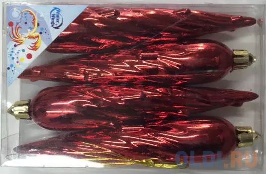 Набор елочных украшений СОСУЛЬКА, 4 шт, 12 см, кр.